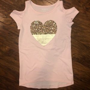 Children’s Place shirt pink w/gold sequins heart